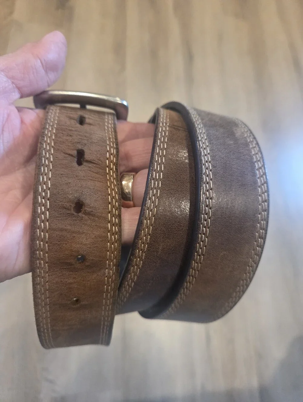Carhartt Men’s Work Belt Brown Full Grain Leather Soft 44-46